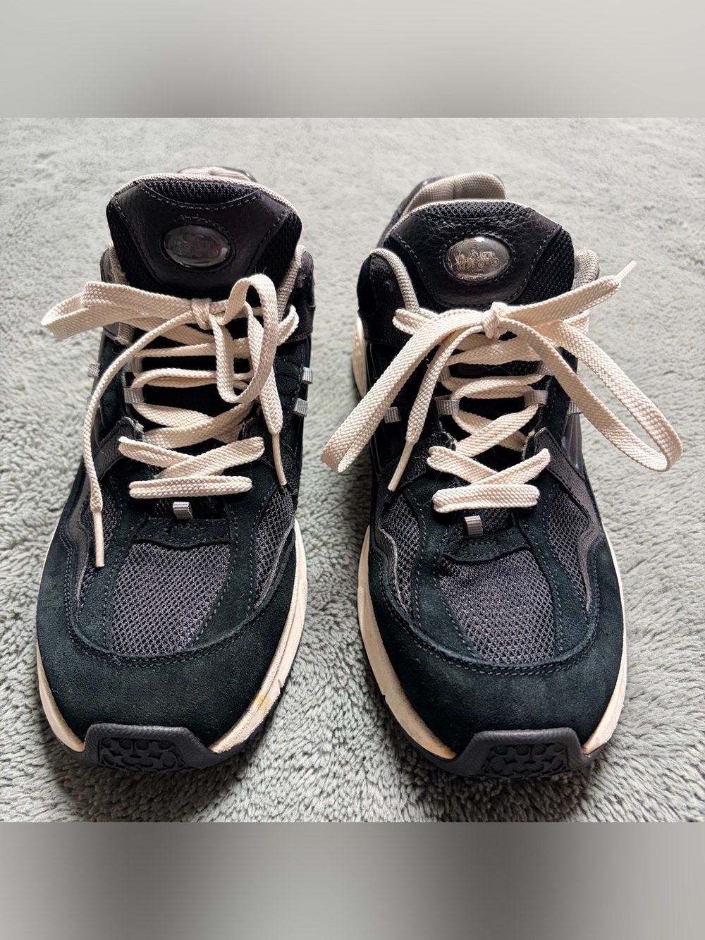 10.5 Coach C301 Chunky Black Lace-Up Sneakers - Picture 1 of 10